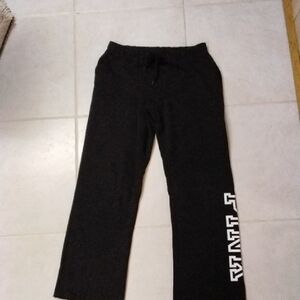 Pink black casual fit  sweat pants with tie string waist, pocket on each side.